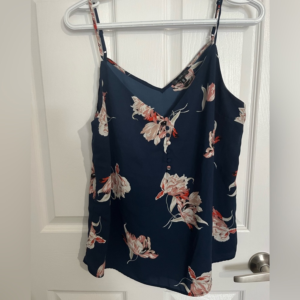 Navy floral tank top